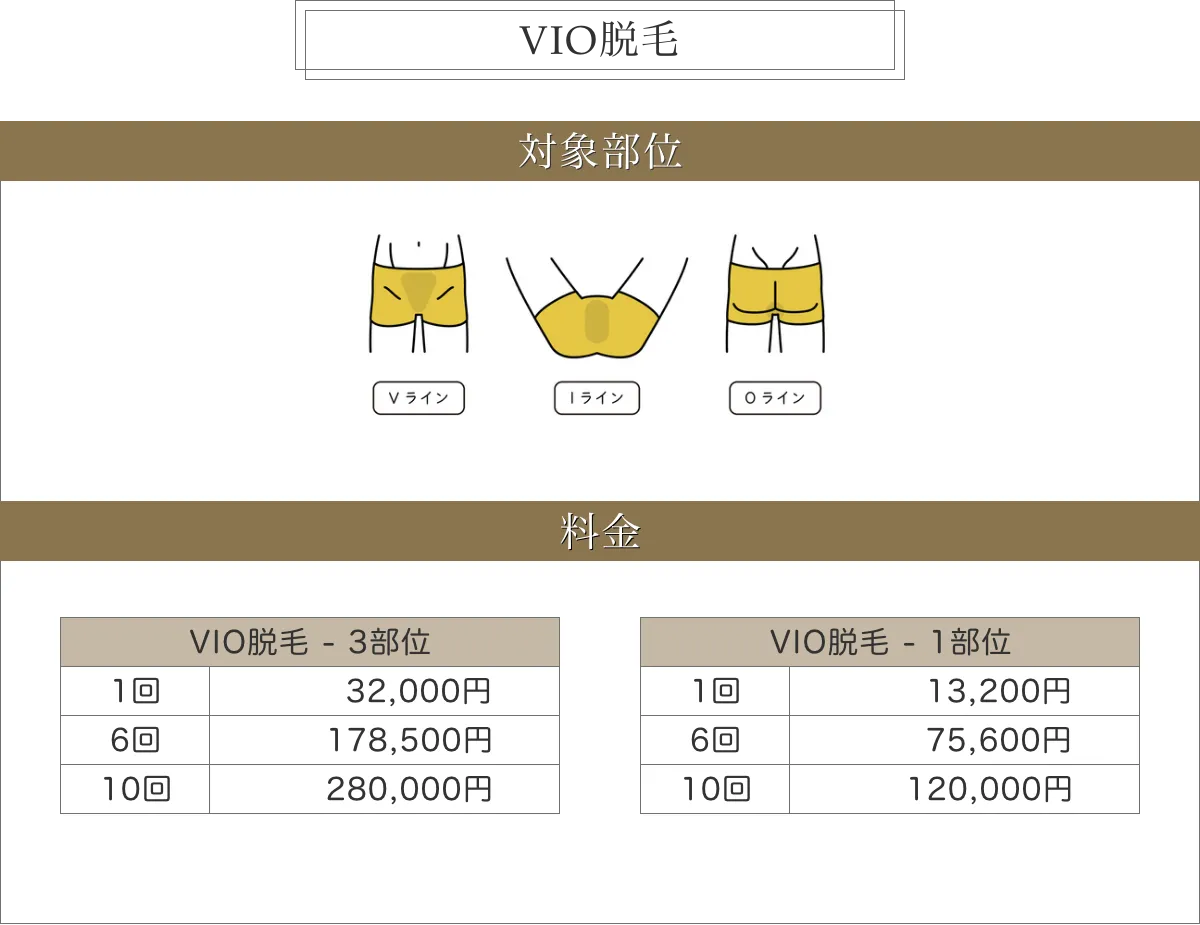 VIO脱毛料金表